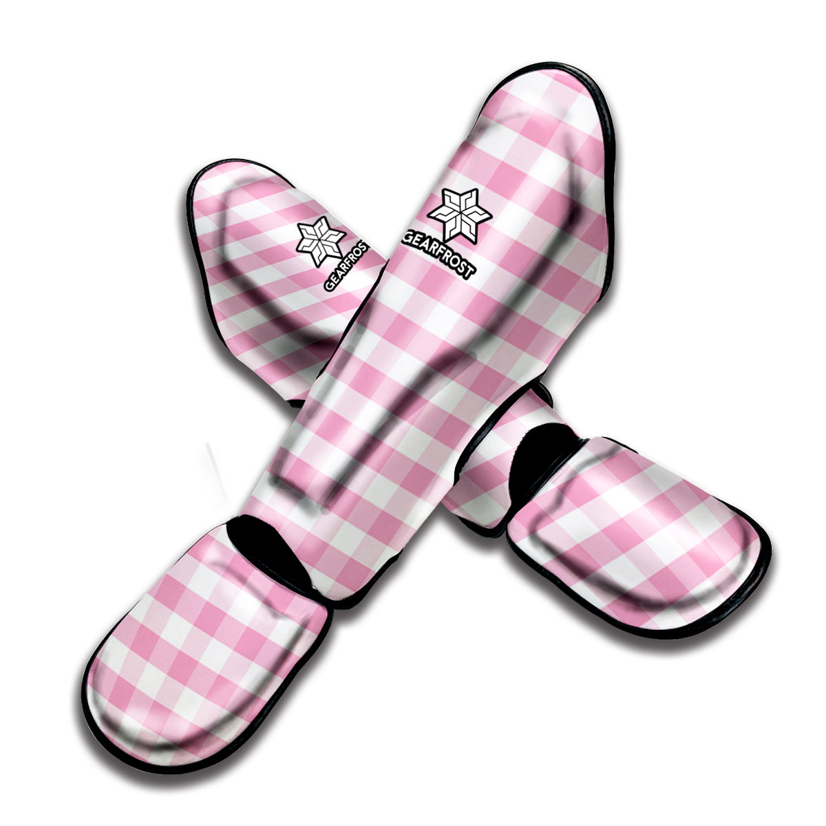 Pink And White Gingham Pattern Print Muay Thai Shin Guard