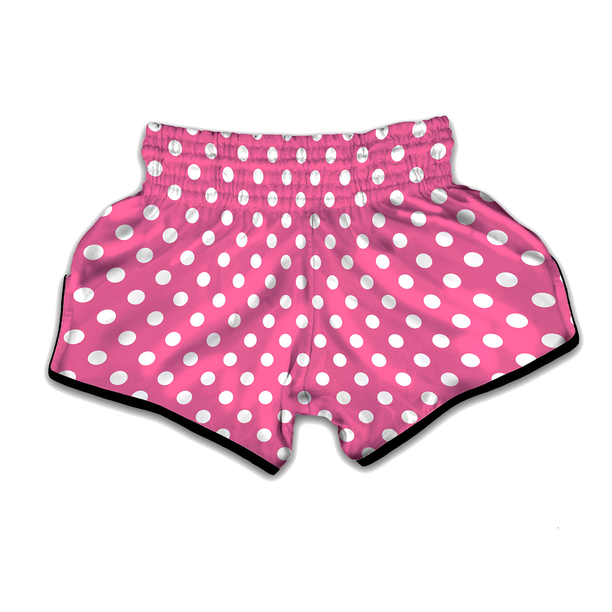 Pink And White Polka Dot Pattern Print Muay Thai Boxing Shorts