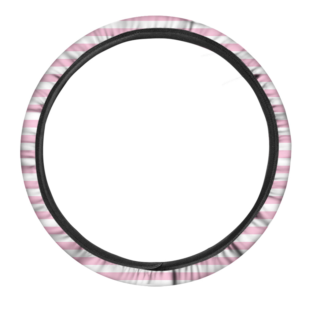 Pink And White Striped Pattern Print Car Steering Wheel Cover
