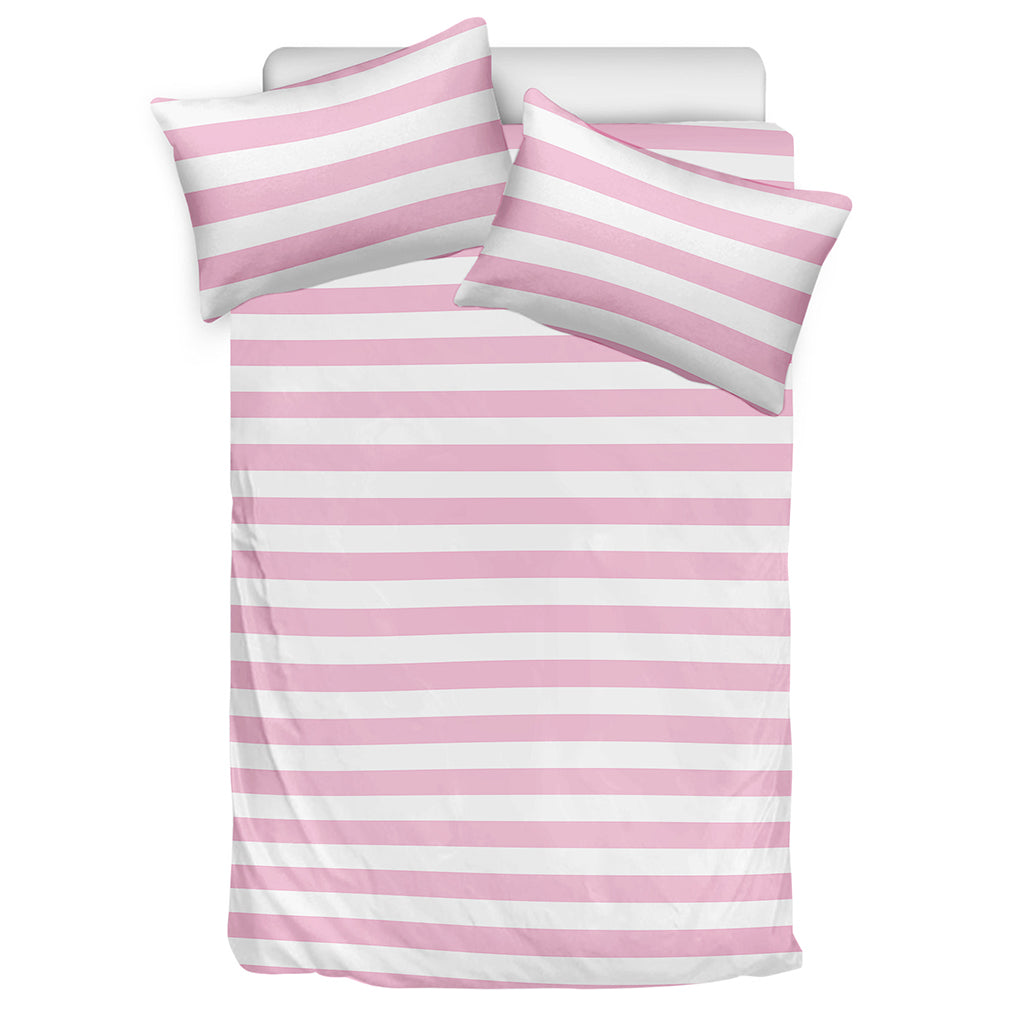 Pink And White Striped Pattern Print Duvet Cover Bedding Set