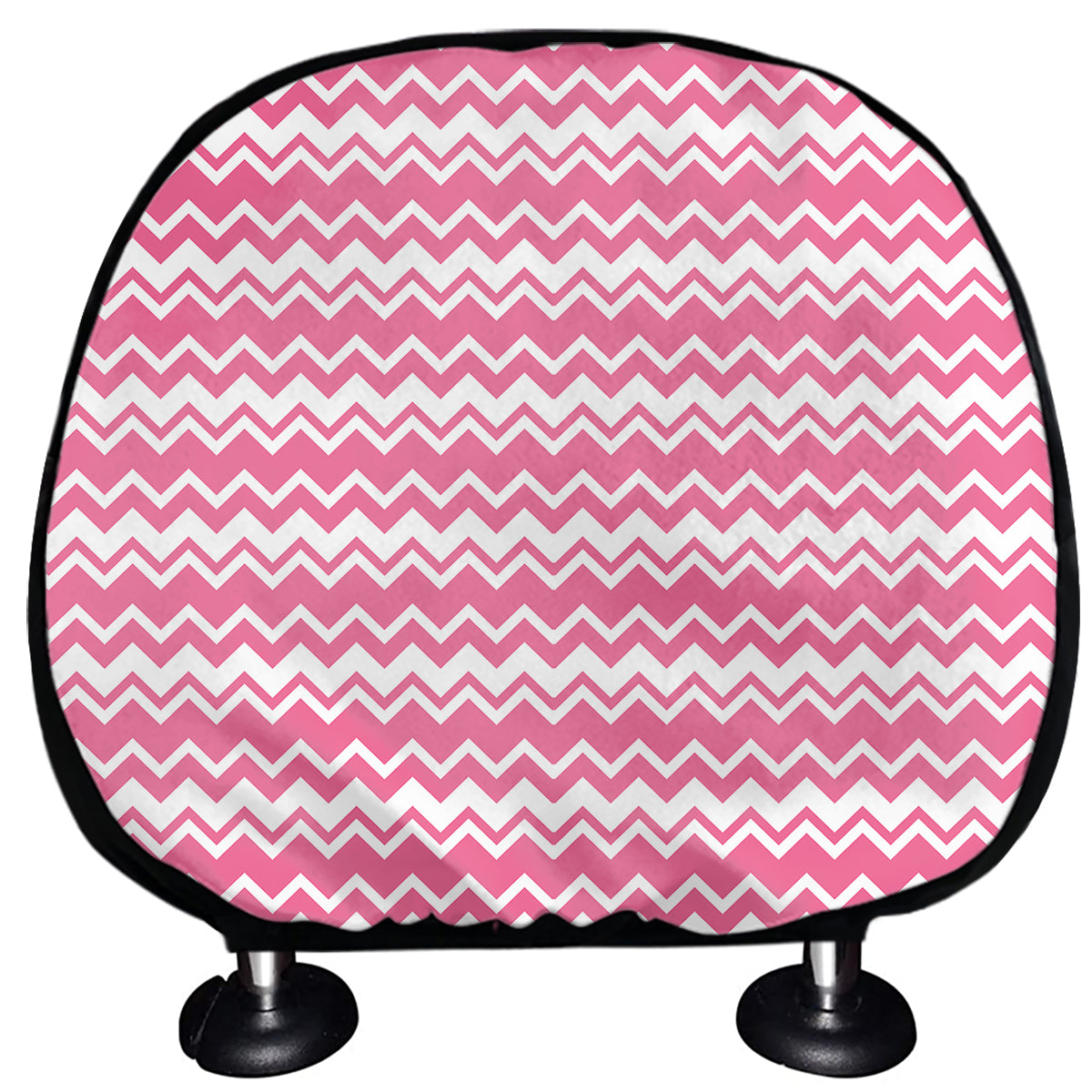 Pink And White Zigzag Pattern Print Car Headrest Covers