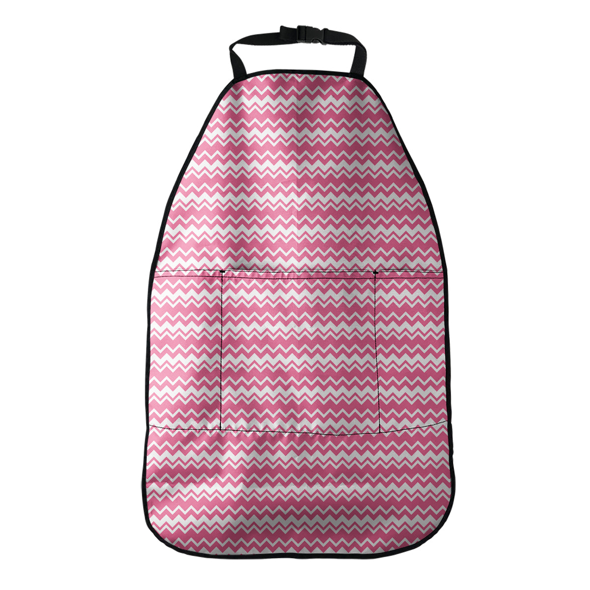 Pink And White Zigzag Pattern Print Car Seat Organizers