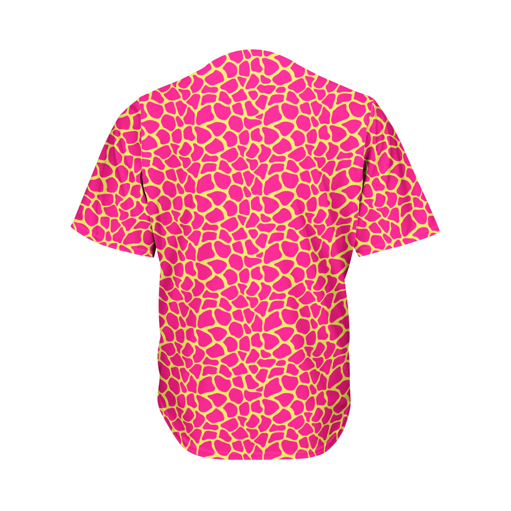 Pink And Yellow Giraffe Pattern Print Men's Baseball Jersey
