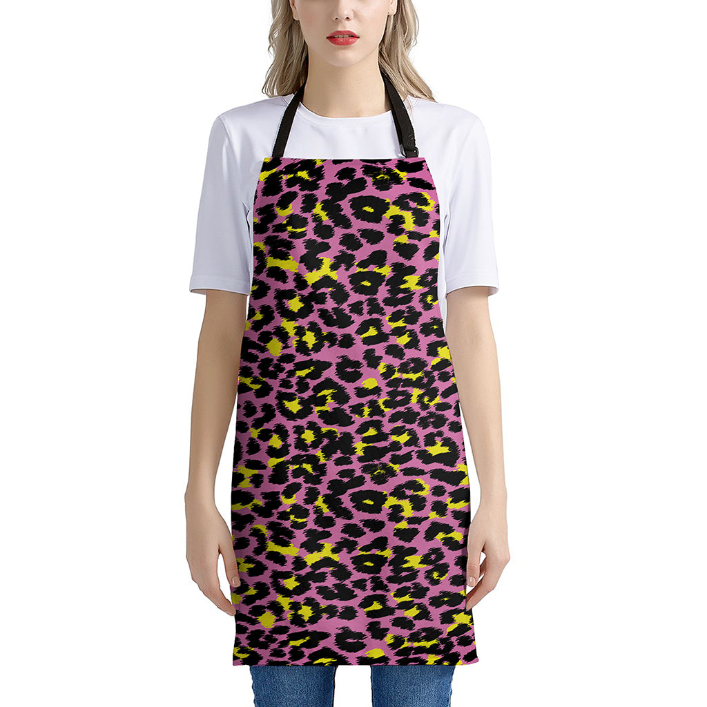 Pink And Yellow Leopard Print Apron