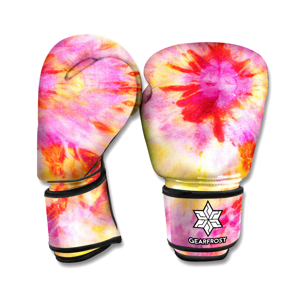 Pink And Yellow Tie Dye Print Boxing Gloves