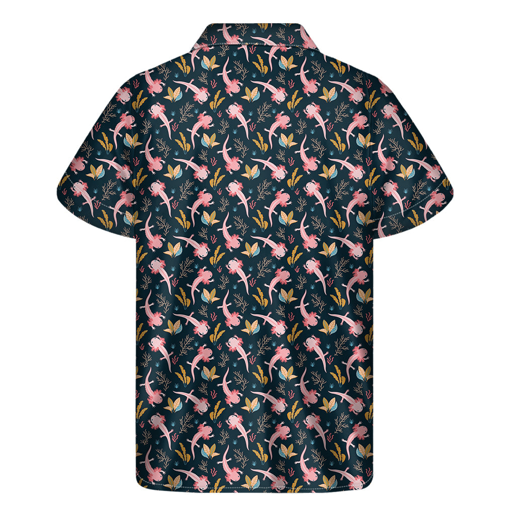 Pink Axolotl Pattern Print Men's Short Sleeve Shirt