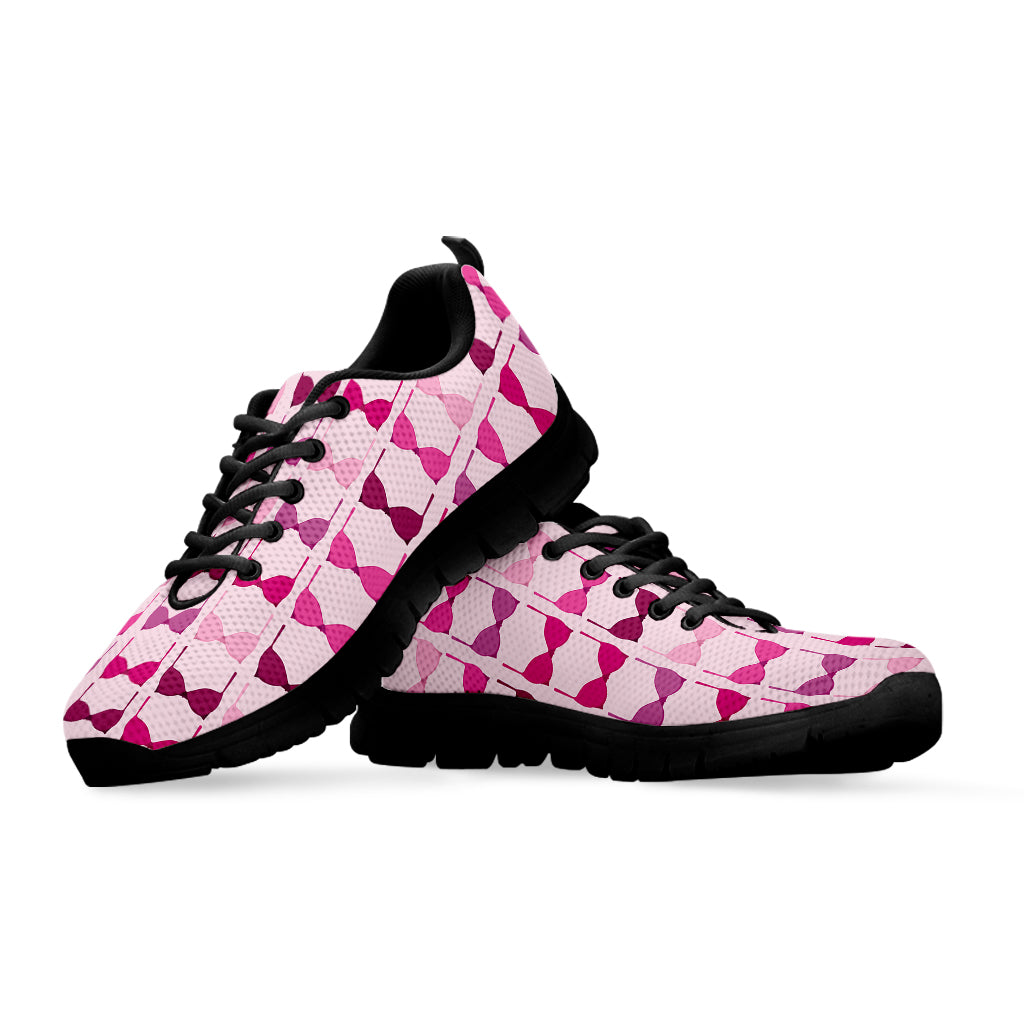 Pink Bra Breast Cancer Pattern Print Black Sneakers