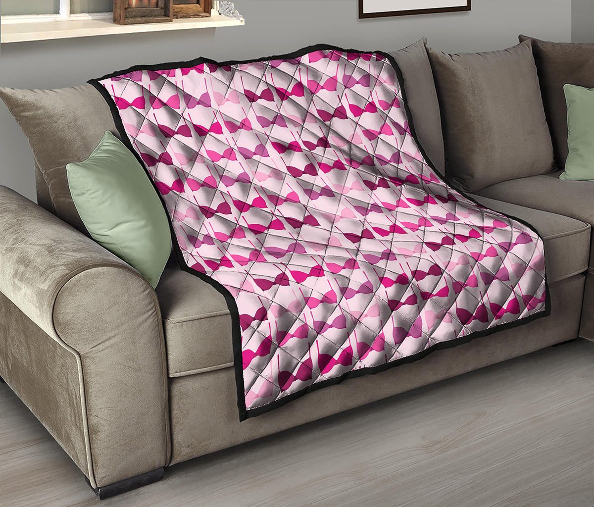 Pink Bra Breast Cancer Pattern Print Quilt
