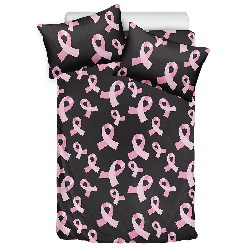 Pink Breast Cancer Ribbon Pattern Print Duvet Cover Bedding Set