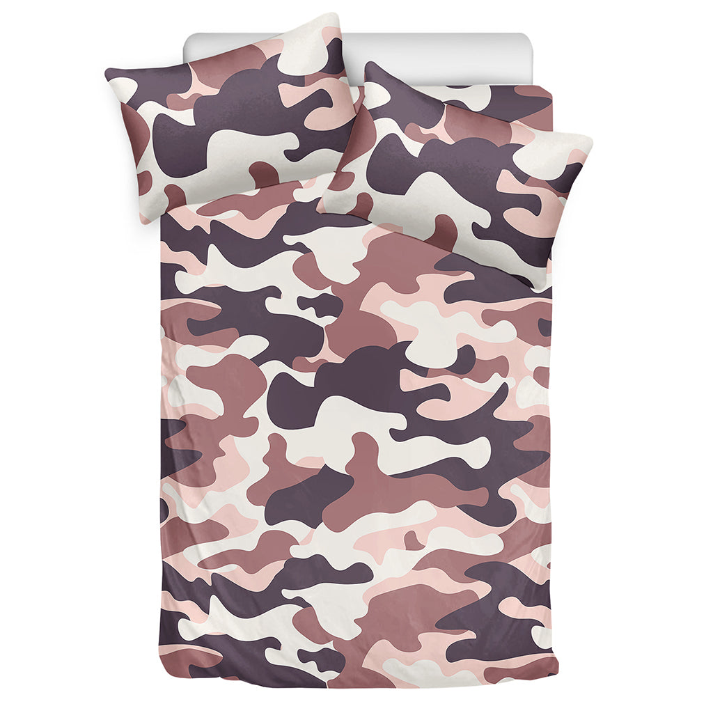 Pink Brown Camouflage Print Duvet Cover Bedding Set