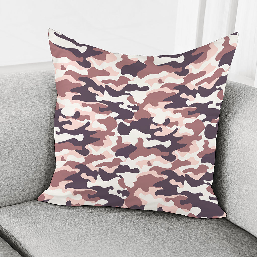 Pink Brown Camouflage Print Pillow Cover