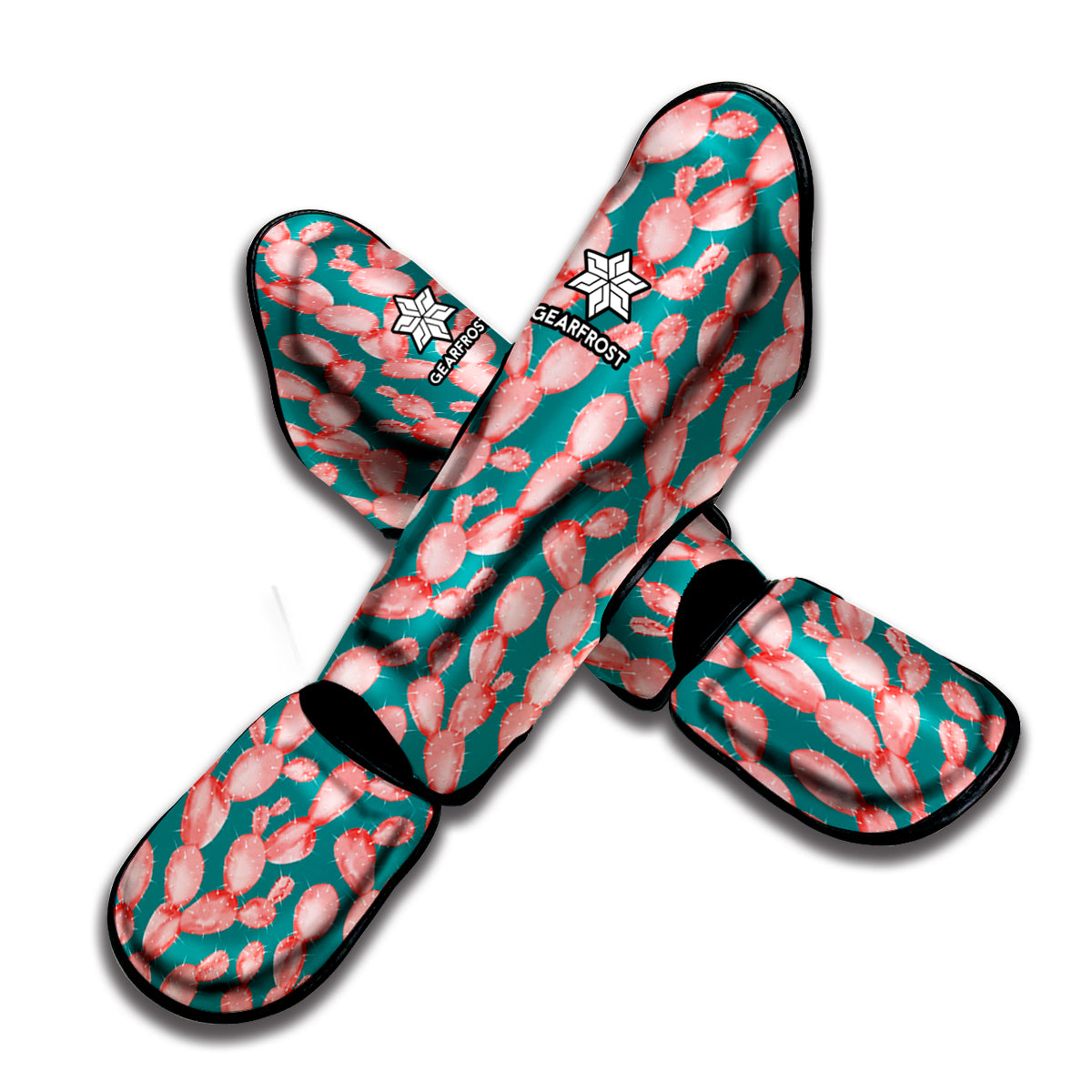 Pink Cactus Pattern Print Muay Thai Shin Guard