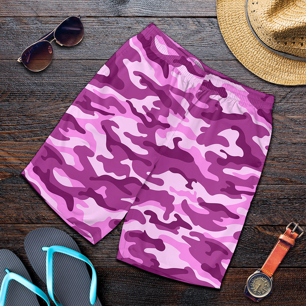 Pink Camouflage Print Men's Shorts