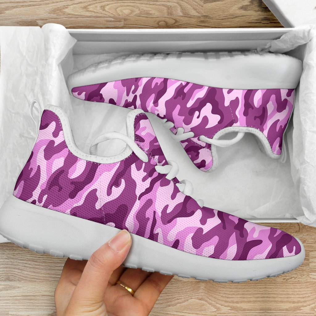 Pink Camouflage Print Mesh Knit Shoes GearFrost