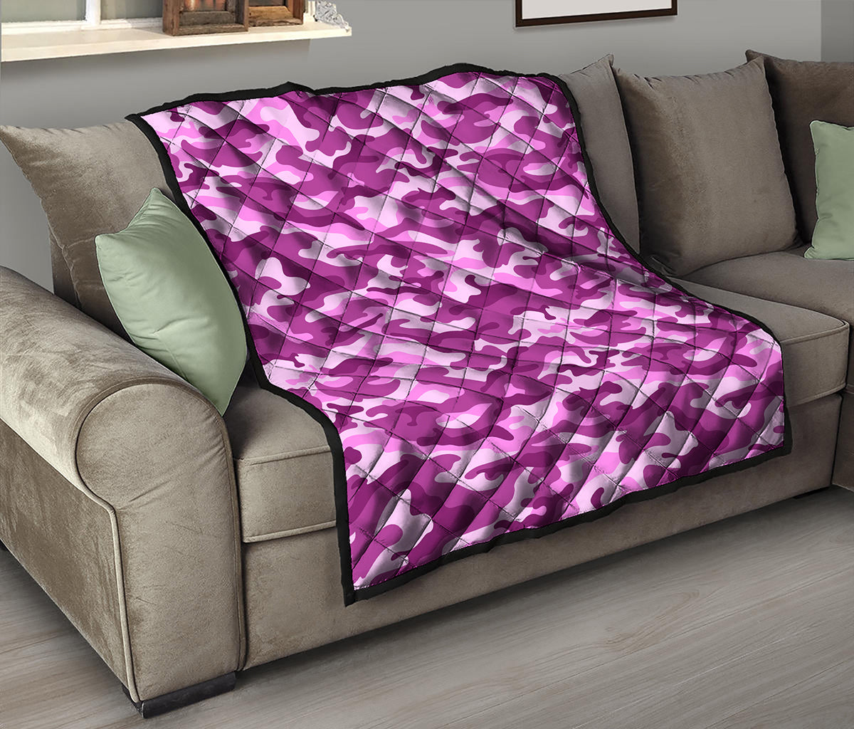 Pink Camouflage Print Quilt
