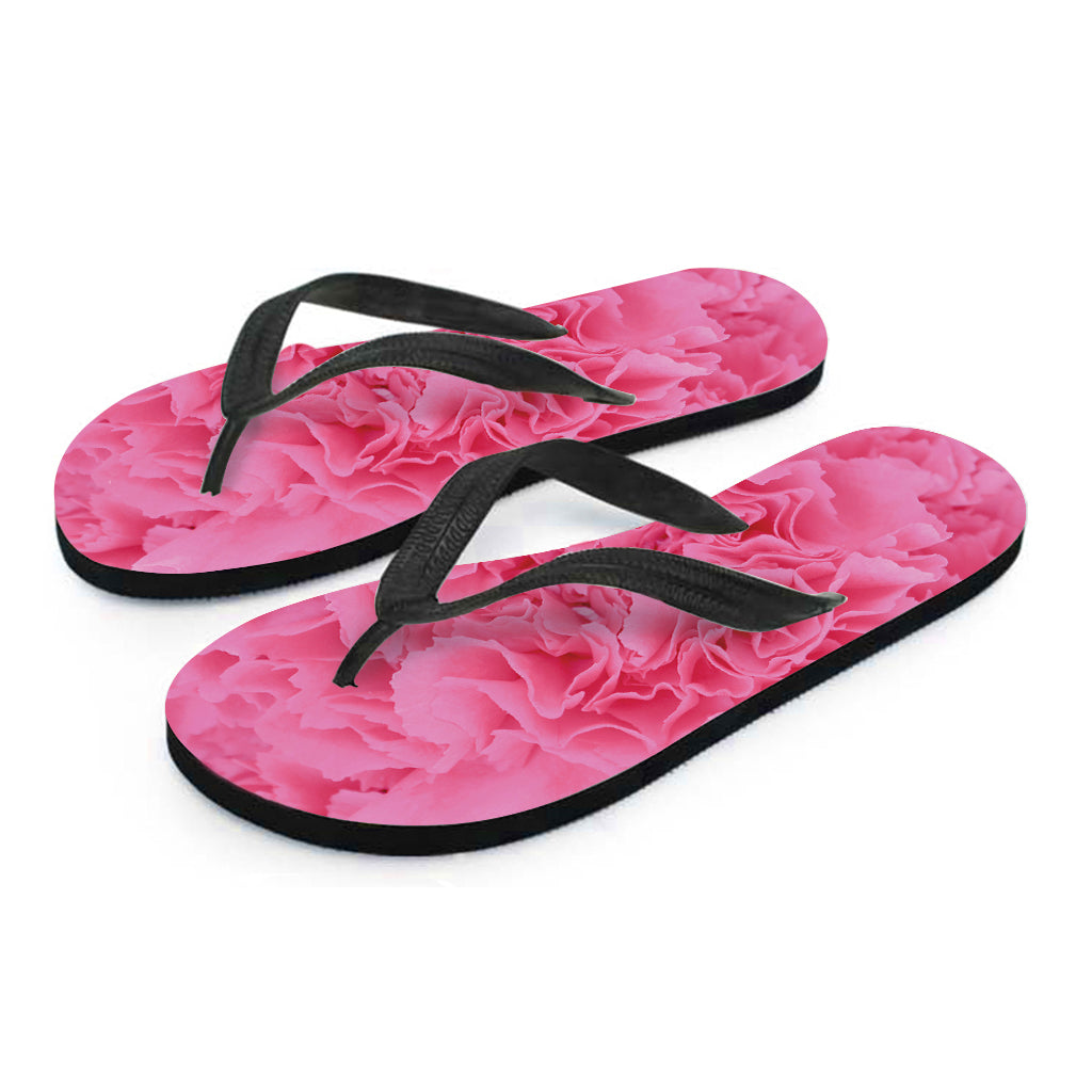 Pink Carnation Flower Print Flip Flops