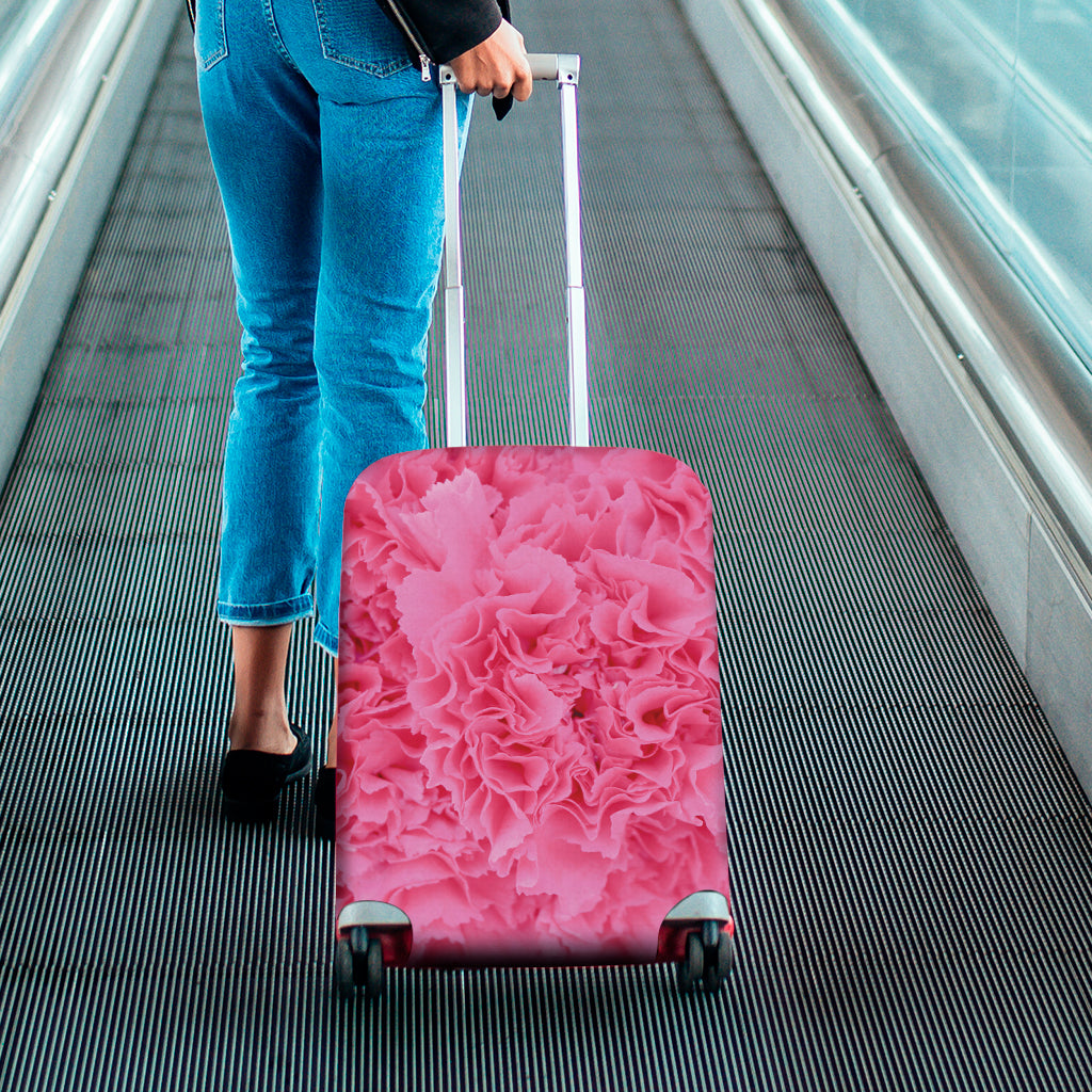 Pink Carnation Flower Print Luggage Cover