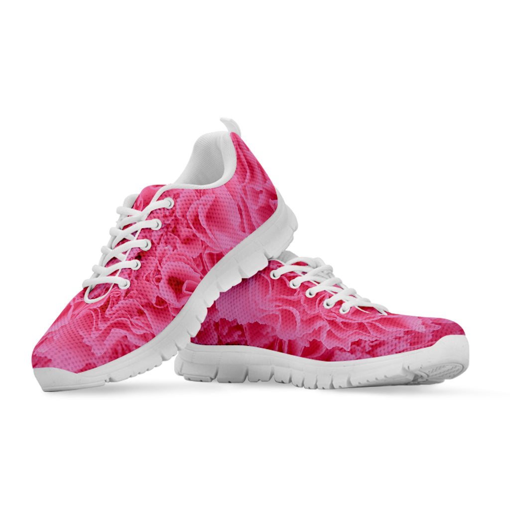 Pink Carnation Flower Print White Sneakers