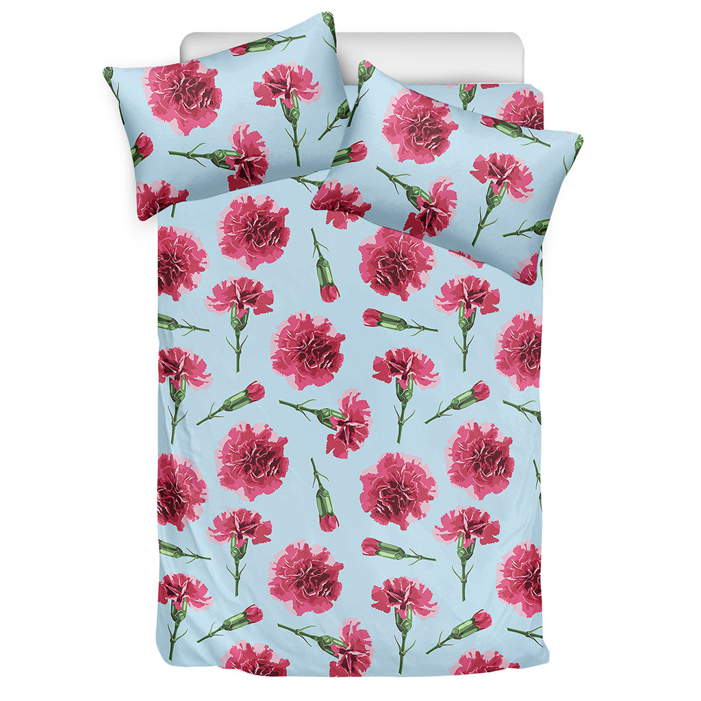 Pink Carnation Pattern Print Duvet Cover Bedding Set