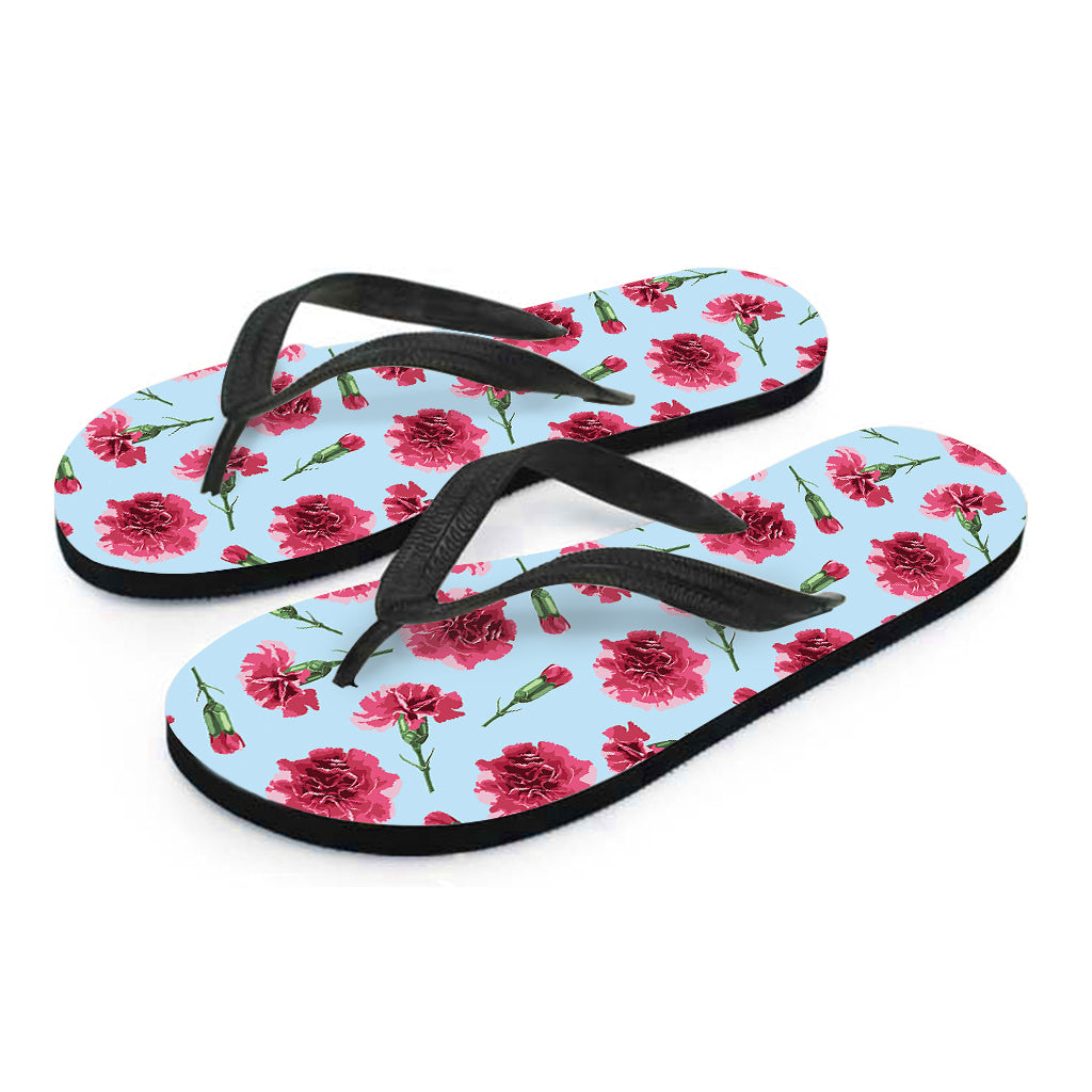 Pink Carnation Pattern Print Flip Flops