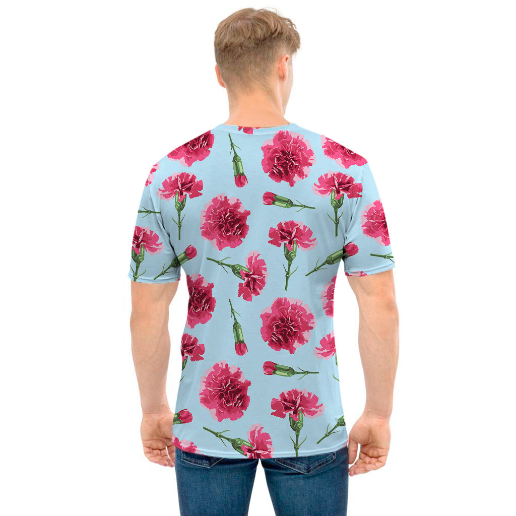 Pink Carnation Pattern Print Men's T-Shirt