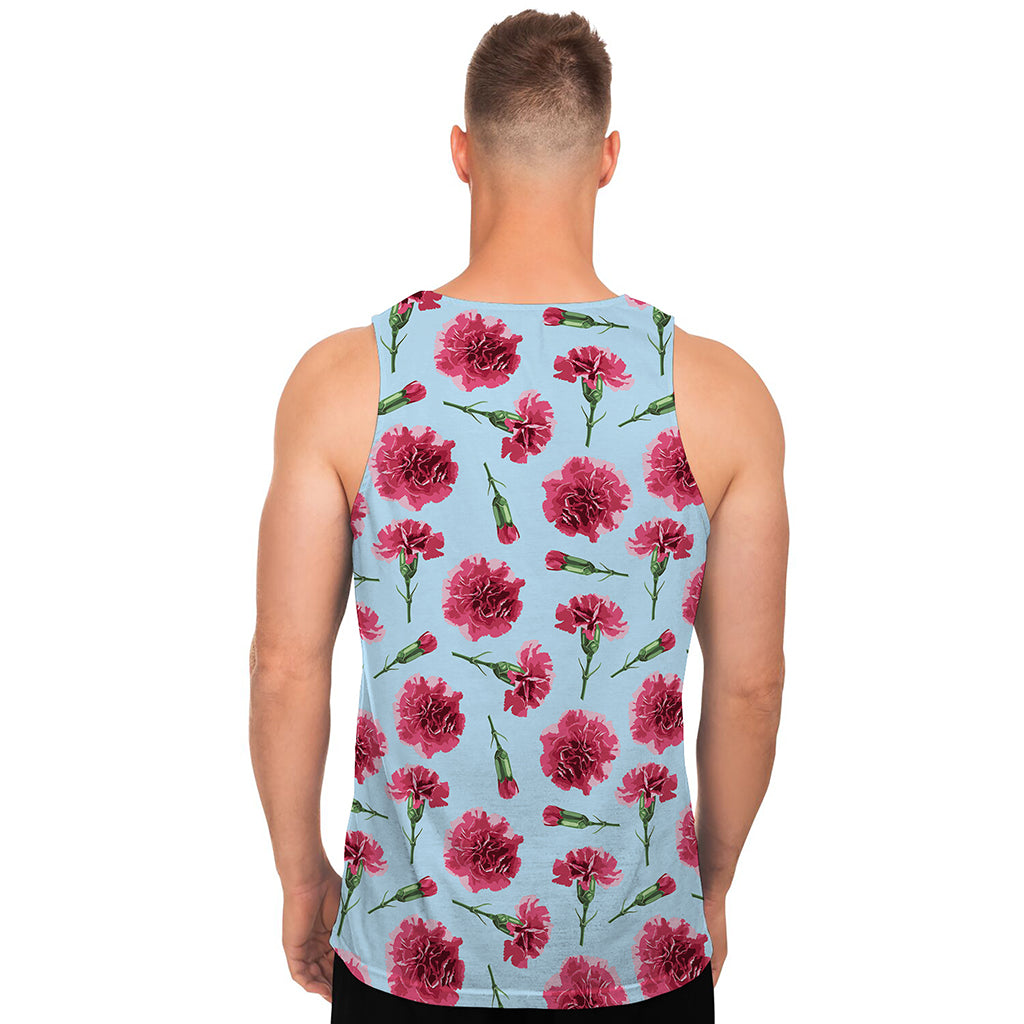 Pink Carnation Pattern Print Men's Tank Top