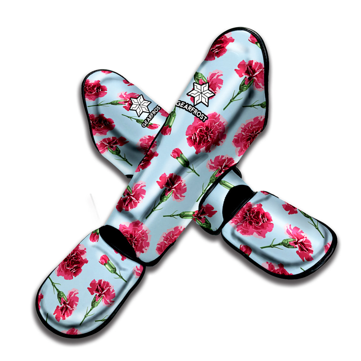 Pink Carnation Pattern Print Muay Thai Shin Guard