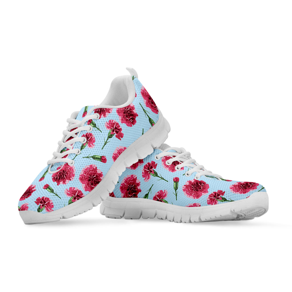 Pink Carnation Pattern Print White Sneakers