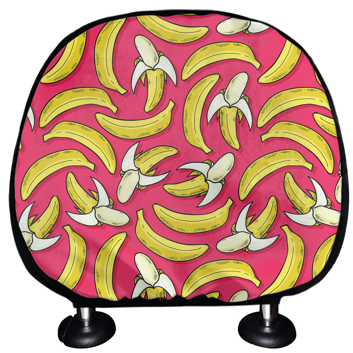 Pink Cartoon Banana Pattern Print Car Headrest Covers