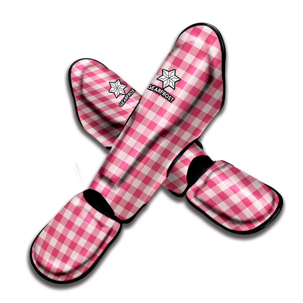 Pink Check Pattern Print Muay Thai Shin Guard