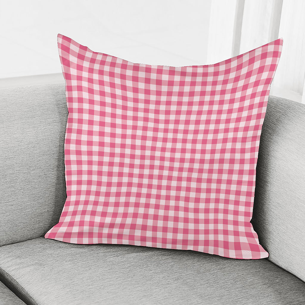 Pink Check Pattern Print Pillow Cover