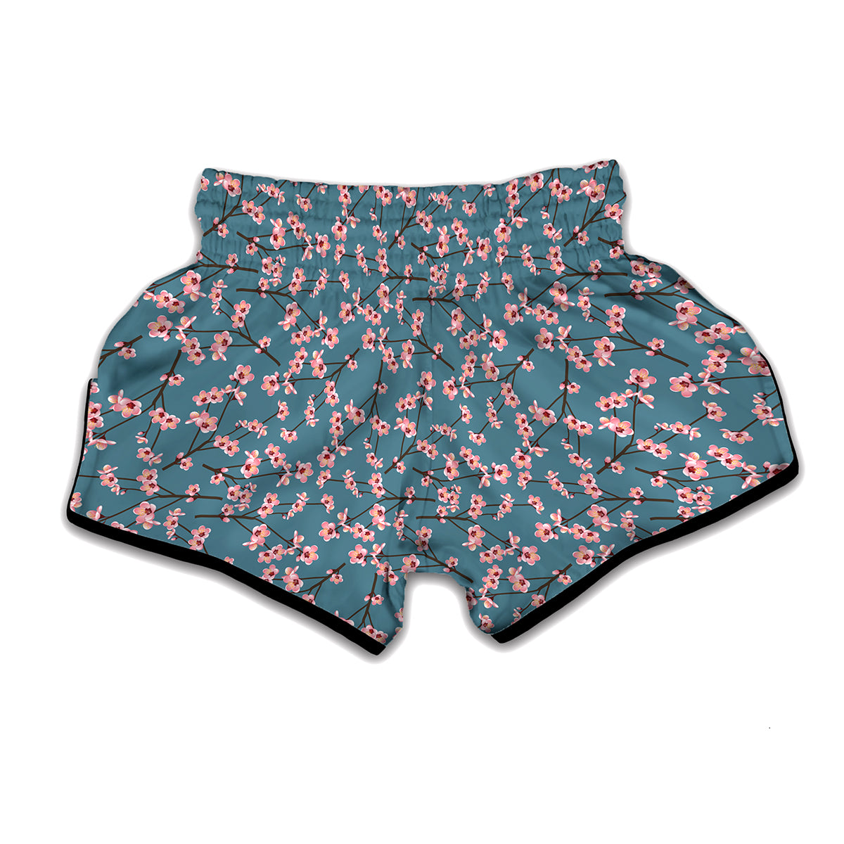 Pink Cherry Blossom Pattern Print Muay Thai Boxing Shorts