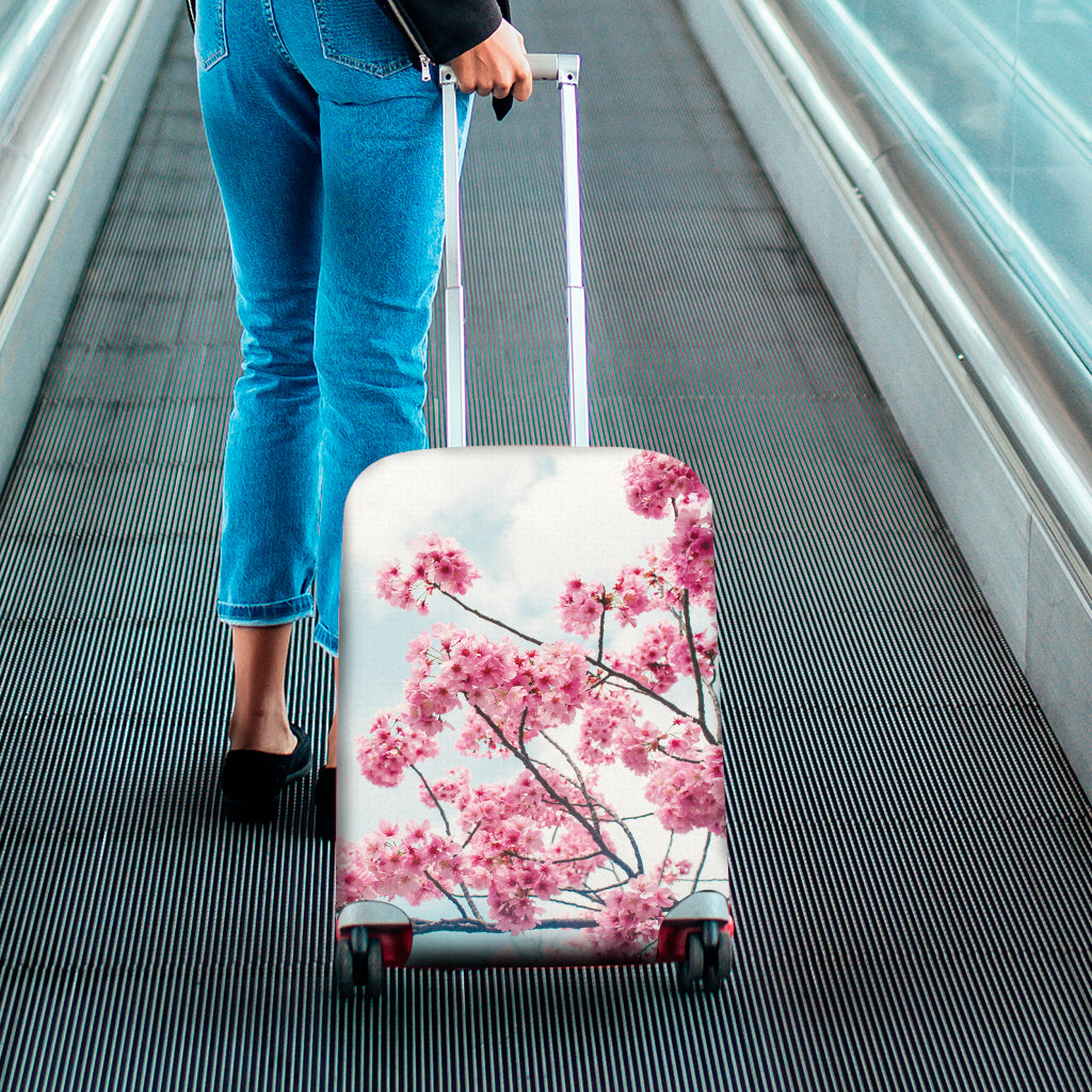 Pink Cherry Blossom Print Luggage Cover