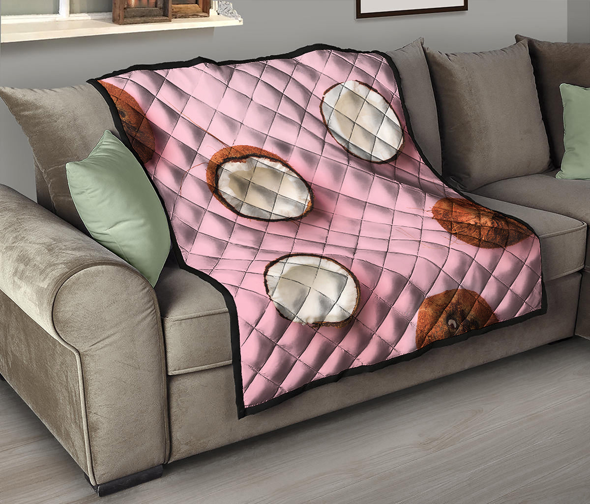 Pink Coconut Pattern Print Quilt
