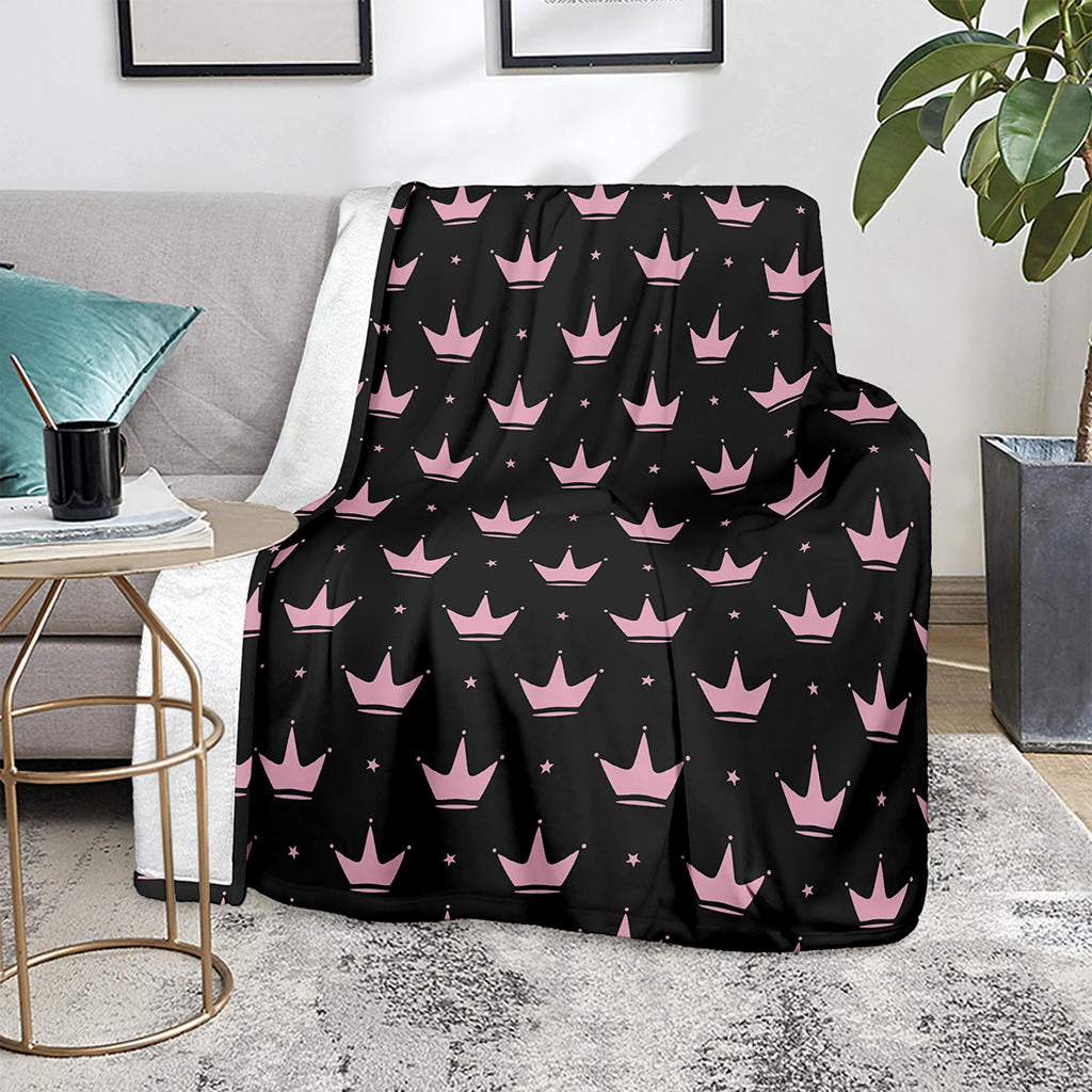 Pink Crown Pattern Print Blanket