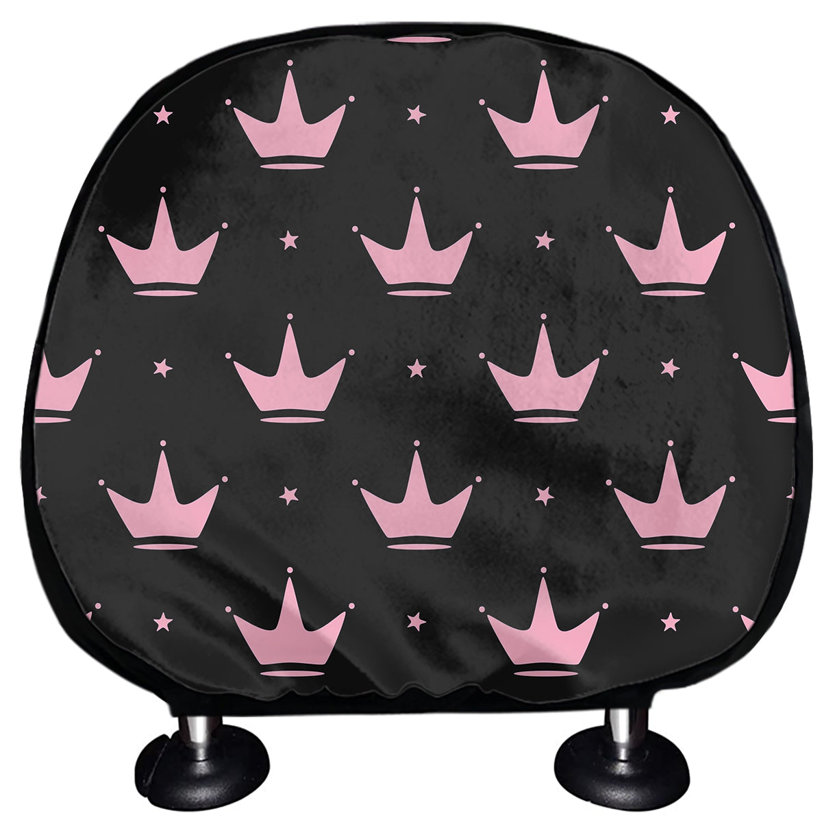 Pink Crown Pattern Print Car Headrest Covers