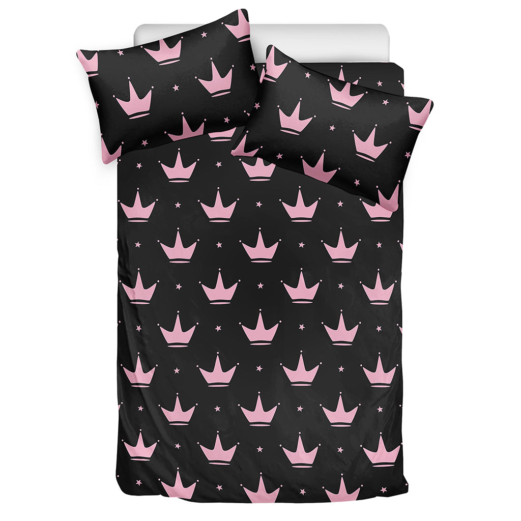 Pink Crown Pattern Print Duvet Cover Bedding Set