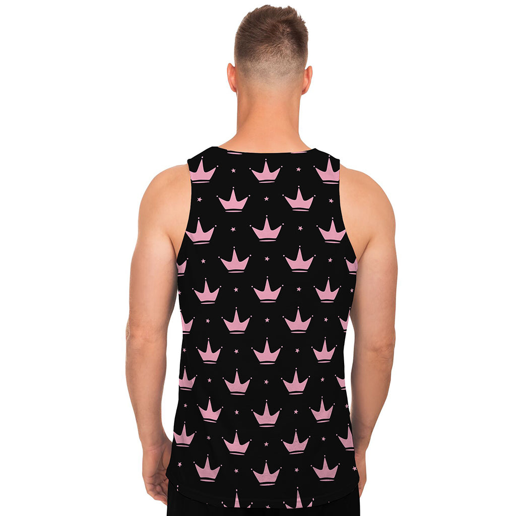 Pink Crown Pattern Print Men's Tank Top
