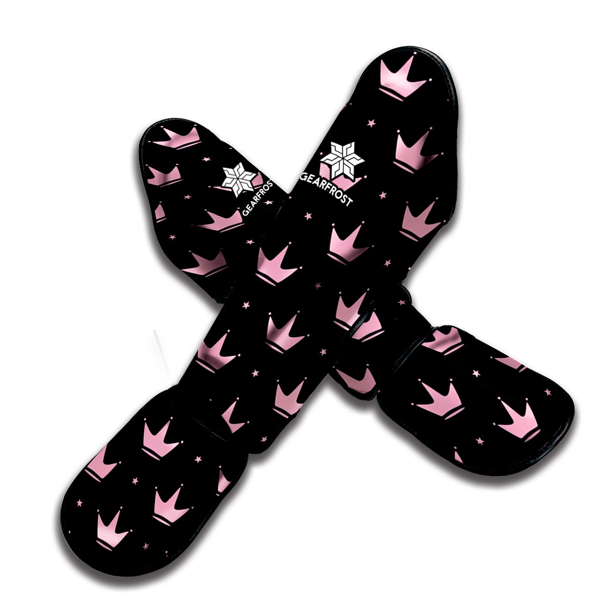Pink Crown Pattern Print Muay Thai Shin Guard