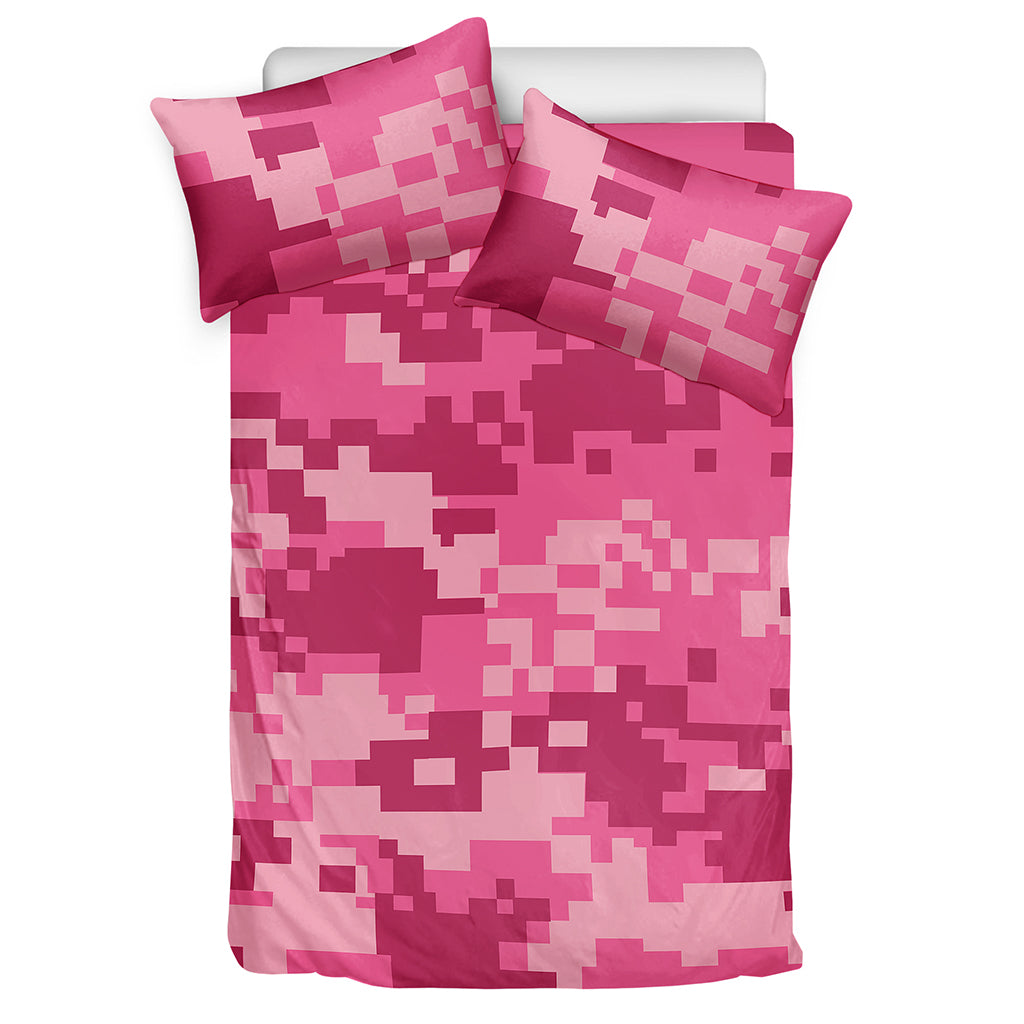 Pink Digital Camo Pattern Print Duvet Cover Bedding Set