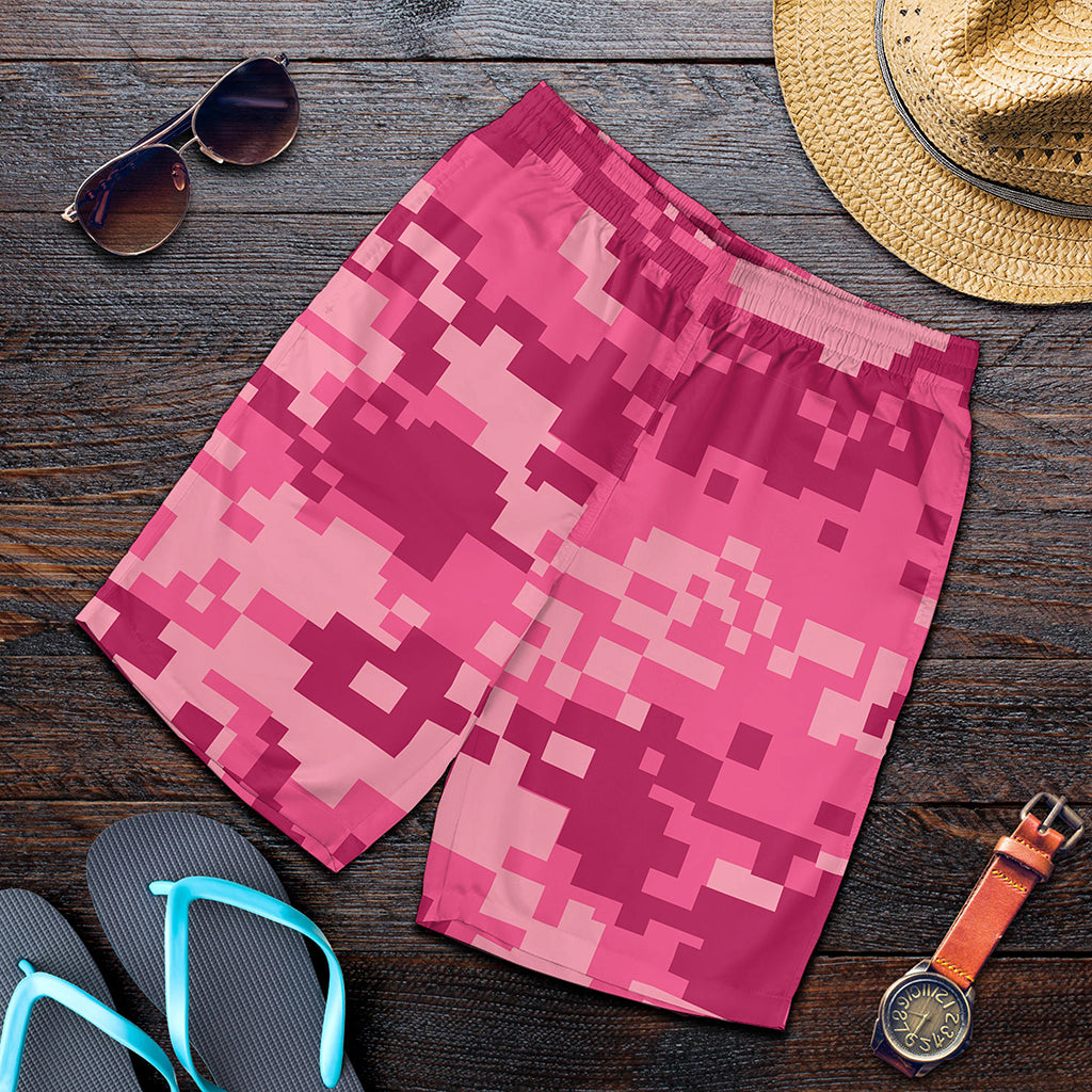 Pink Digital Camo Pattern Print Men's Shorts
