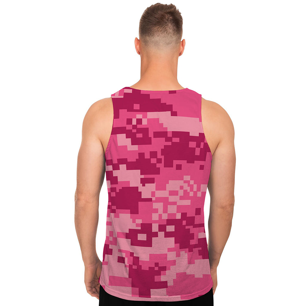 Pink Digital Camo Pattern Print Men's Tank Top