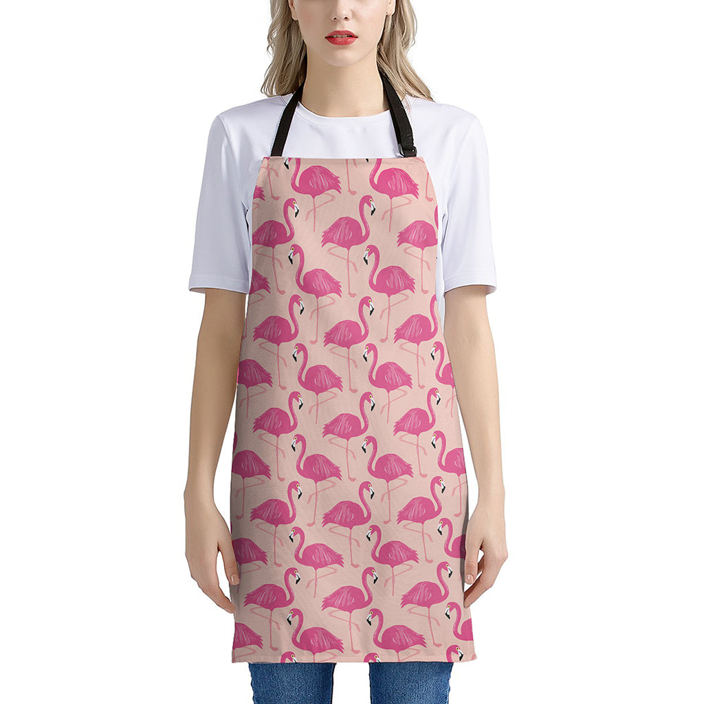 Pink Flamingo Pattern Print Apron