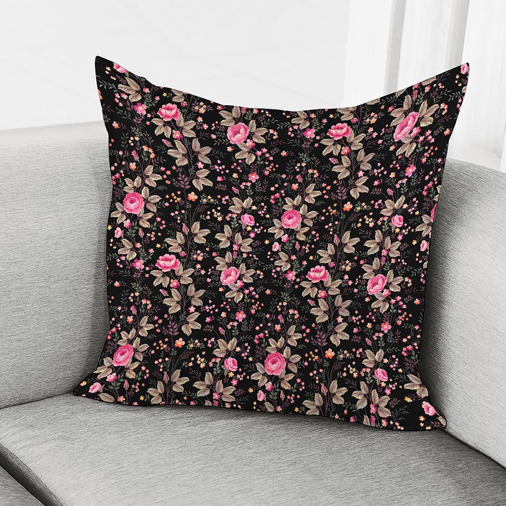 Pink Floral Flower Pattern Print Pillow Cover