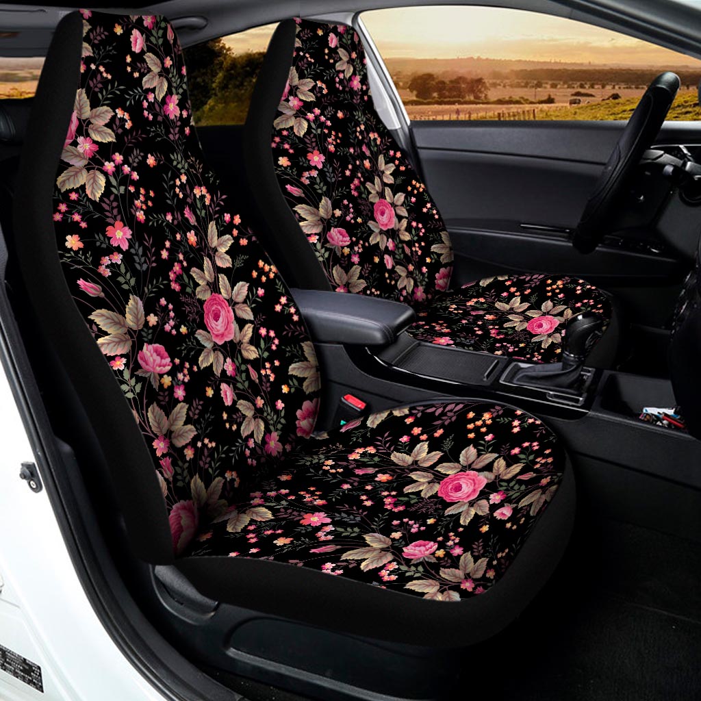 Pink Floral Flower Pattern Print Universal Fit Car Seat Covers