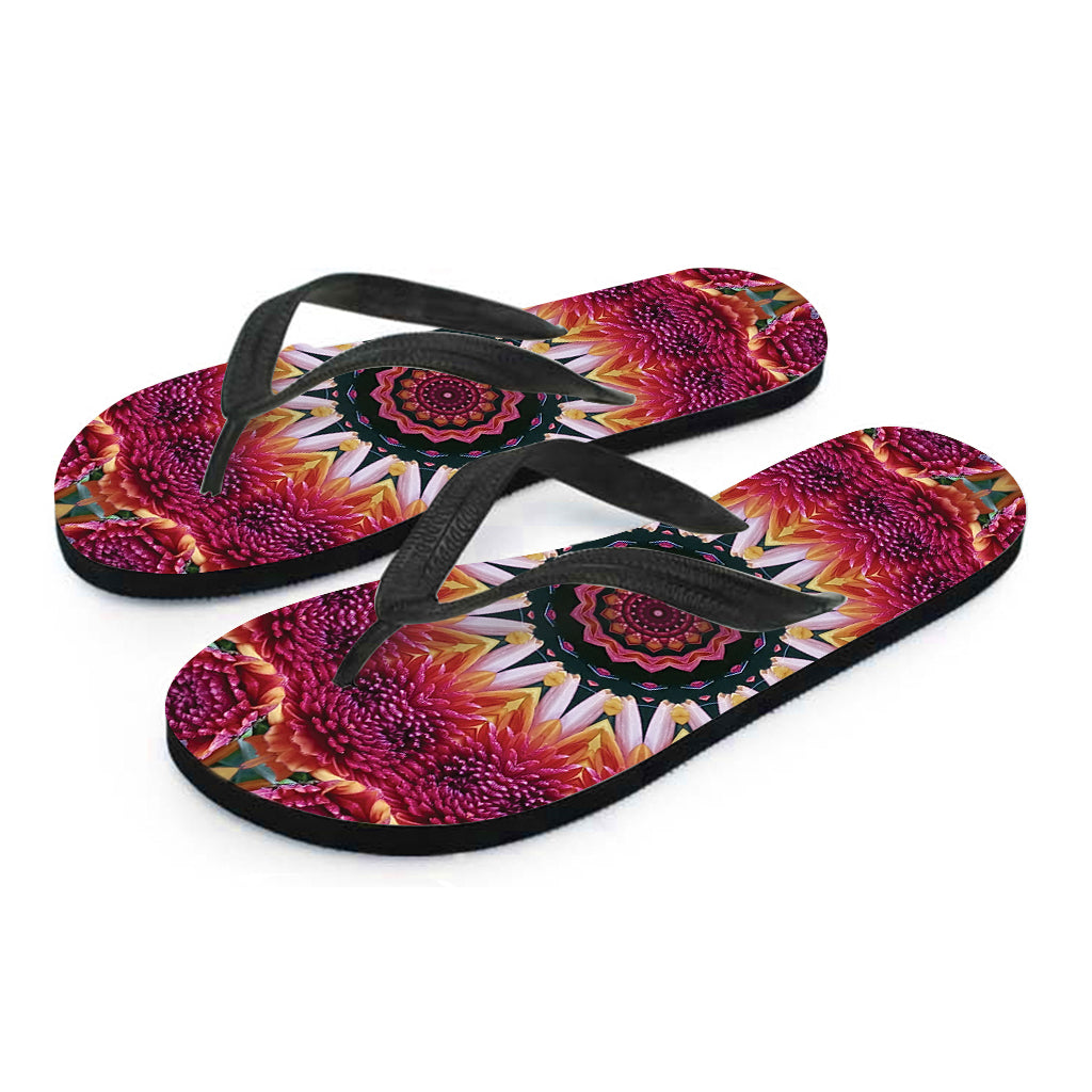Pink Flower Kaleidoscope Print Flip Flops
