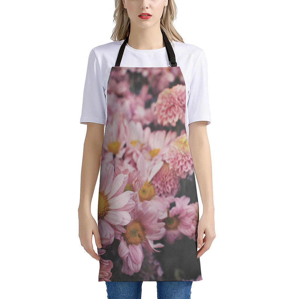 Pink Flowers Print Apron