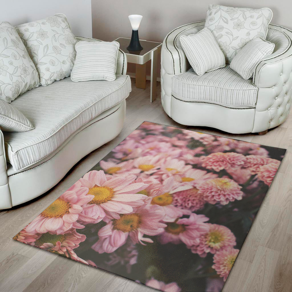 Pink Flowers Print Area Rug