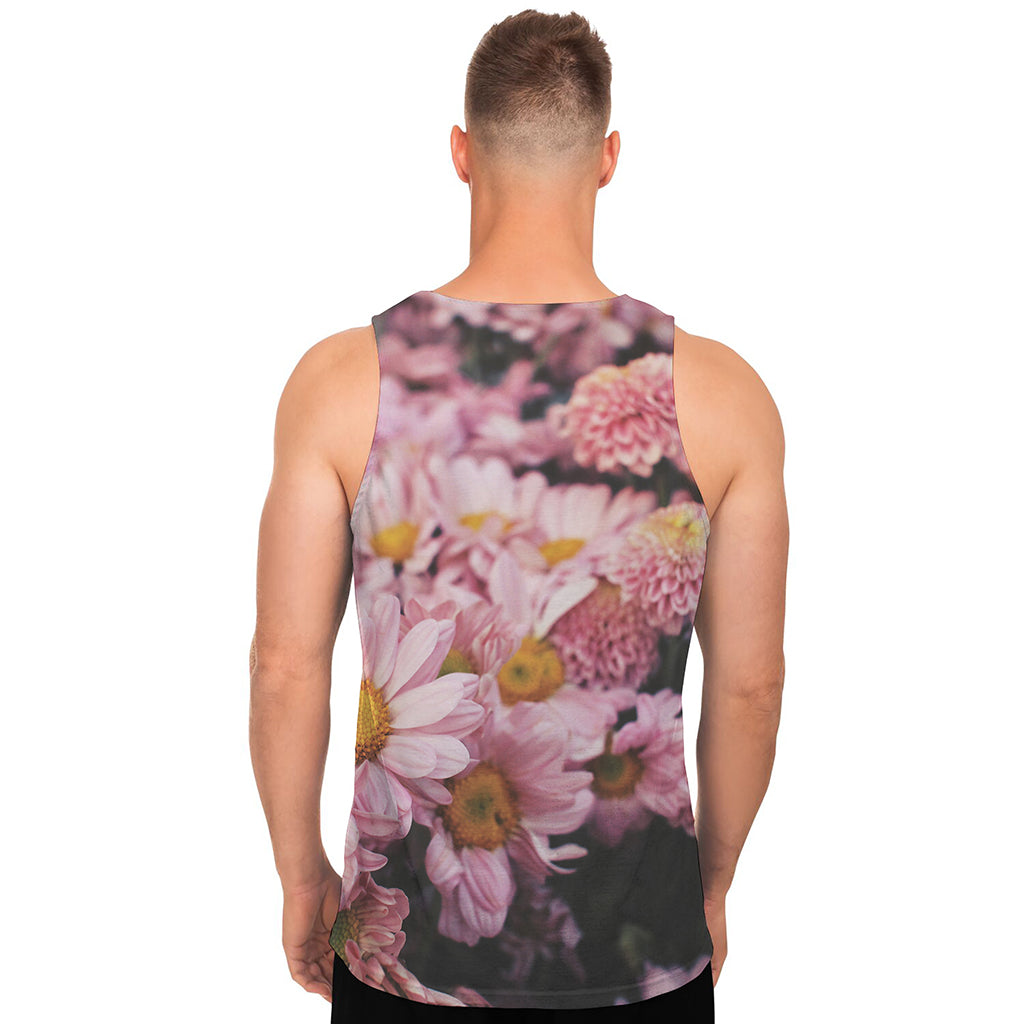 Pink Flowers Print Men's Tank Top