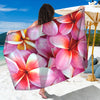 Pink Frangipani Flower Print Beach Sarong Wrap